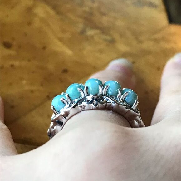 Natural Larimar Blue Apatite Sterling Silver Ring Size 7 - Picture 2 of 8